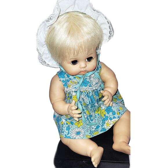 15" Vintage 1959 Cutest Cuddly Effanbee Blonde Hair- Blue Sleep Eyes Baby Doll - Picture 5 of 12